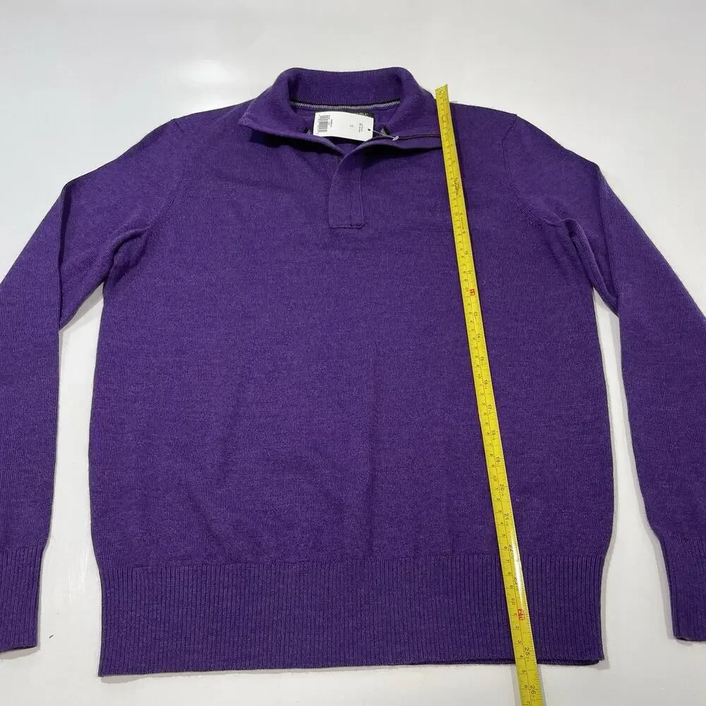 Banana Republic 1/4 Zip Merino Wool Pullover Sweater Men’s Small Purple New